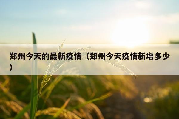 郑州今天的最新疫情（郑州今天疫情新增多少）