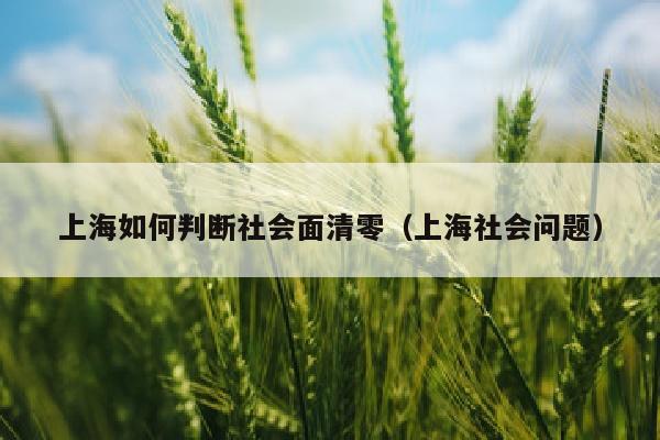 上海如何判断社会面清零（上海社会问题）