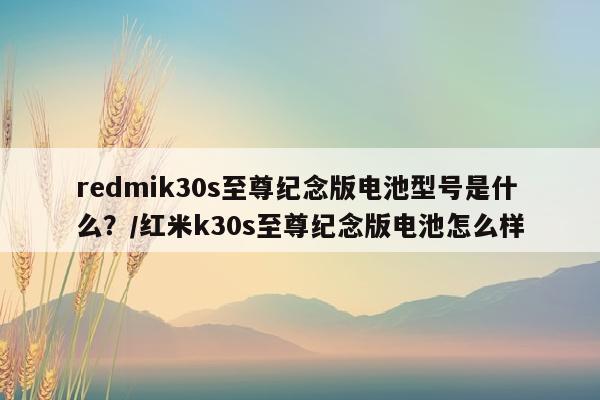 redmik30s至尊纪念版电池型号是什么？/红米k30s至尊纪念版电池怎么样