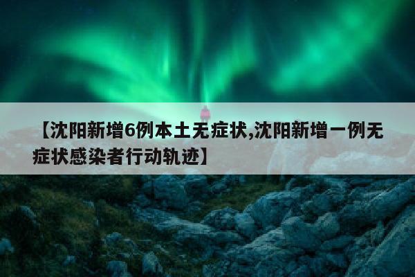 【沈阳新增6例本土无症状,沈阳新增一例无症状感染者行动轨迹】