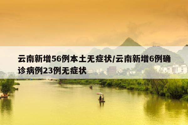 云南新增56例本土无症状/云南新增6例确诊病例23例无症状