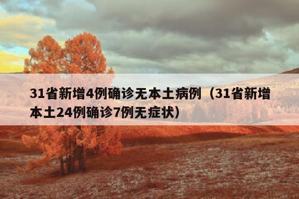 31省新增4例确诊无本土病例（31省新增本土24例确诊7例无症状）