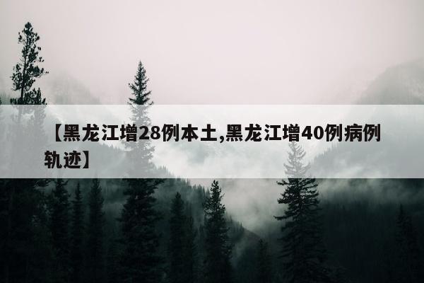 【黑龙江增28例本土,黑龙江增40例病例轨迹】