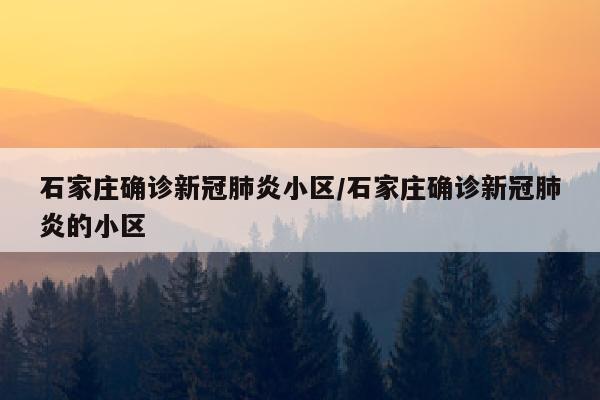 石家庄确诊新冠肺炎小区/石家庄确诊新冠肺炎的小区