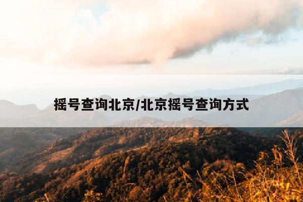 摇号查询北京/北京摇号查询方式