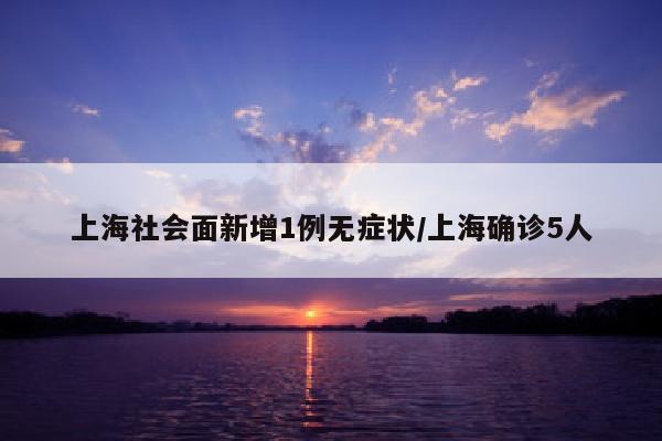 上海社会面新增1例无症状/上海确诊5人